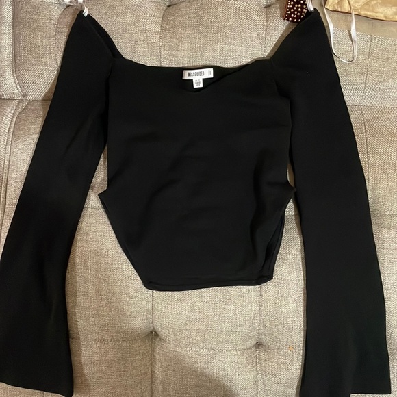 Missguided black flare arm top - Picture 1 of 2